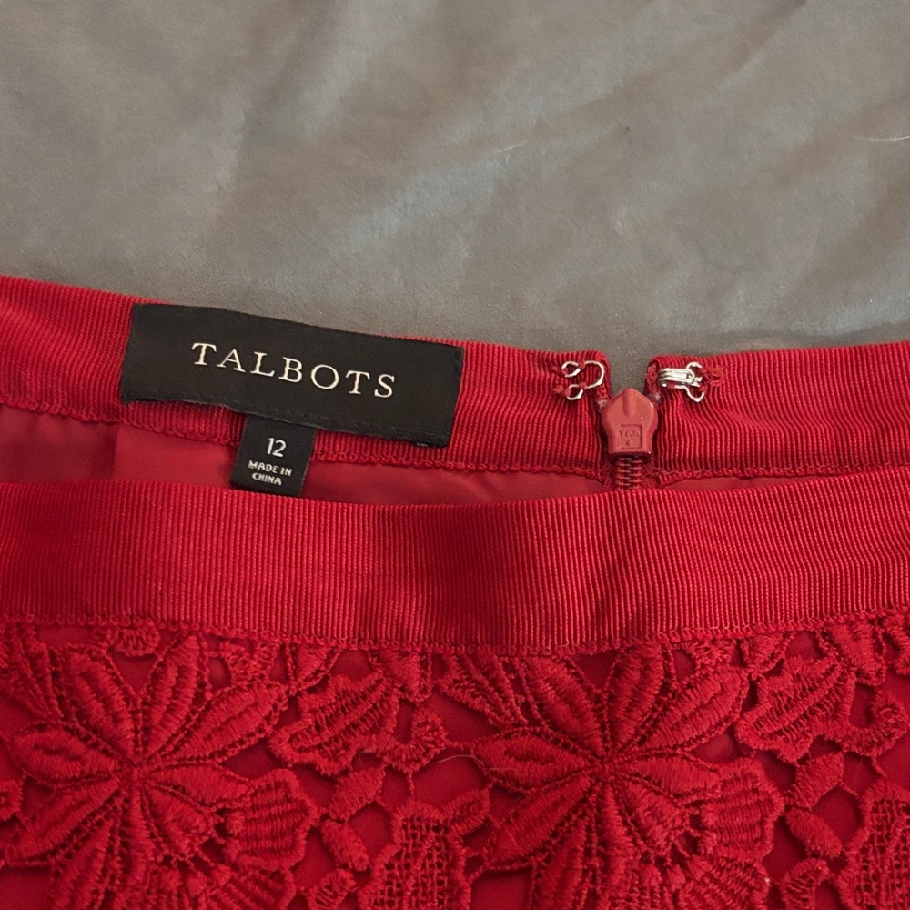 Talbots Red Lace Pencil Skirt - Picture 7 of 7